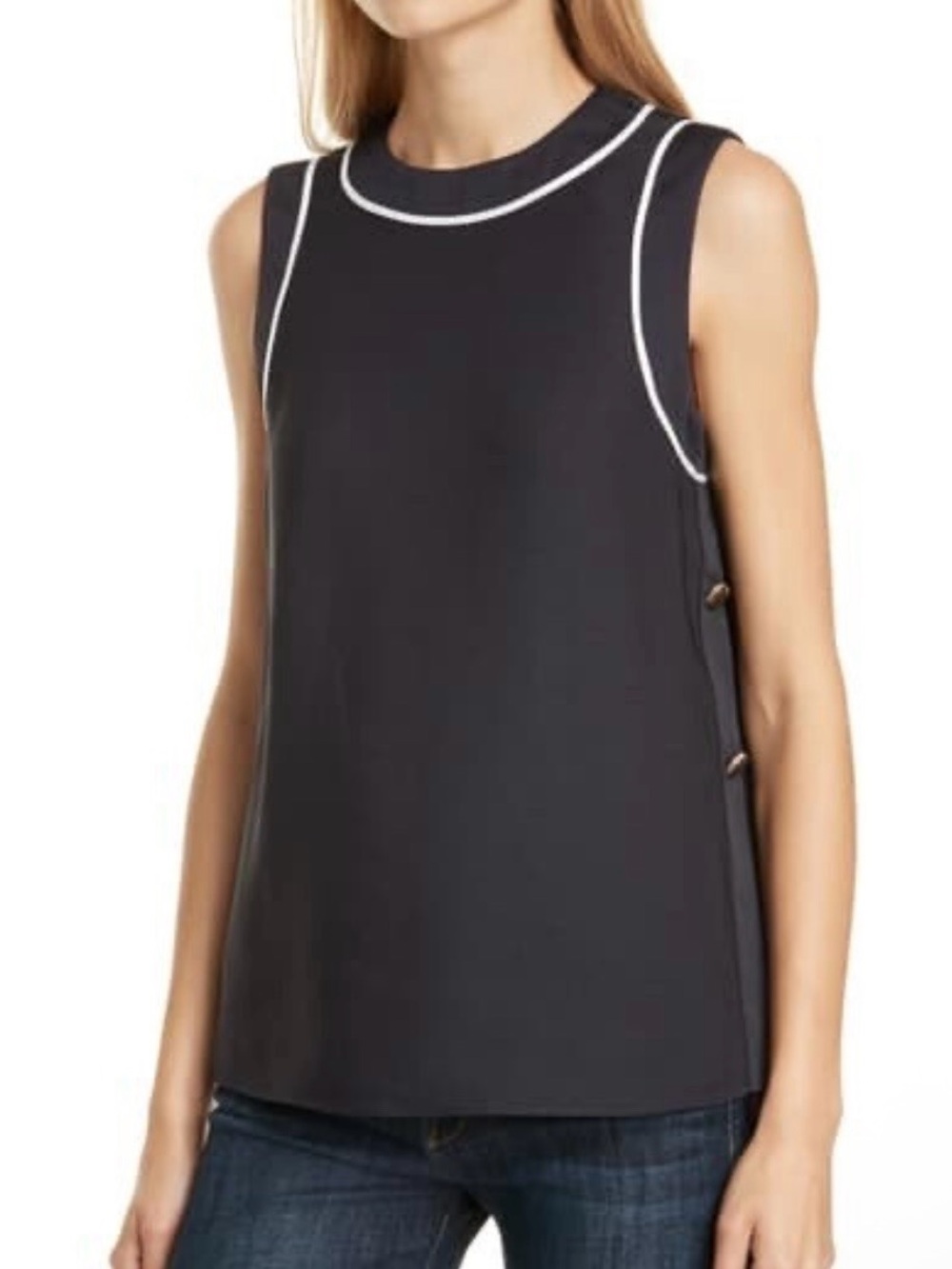Ted Baker Black Sleeveless Tank with White Trim
